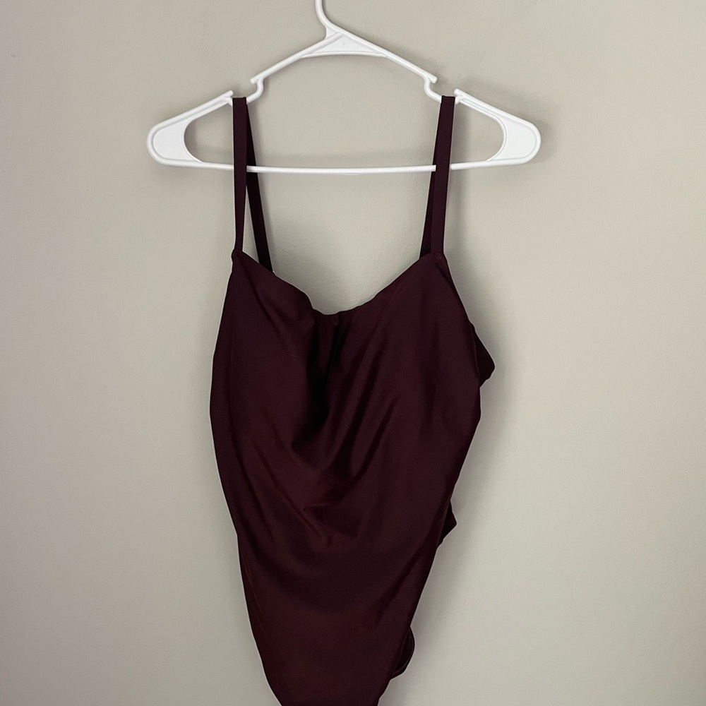 Shade & Shore Deep Brown High Leg Cheeky Swimsuit Size 18